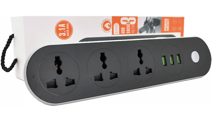 Мережевий фільтр Voltronic ТВ-Т56 (3 розетки + 3 USB), black, фото № 2