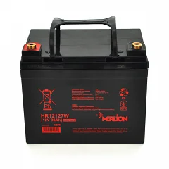 Акумуляторна батарея AGM MERLION HR12127W 12 В / 36 А·год (195 × 130 × 155 (167)), чорна