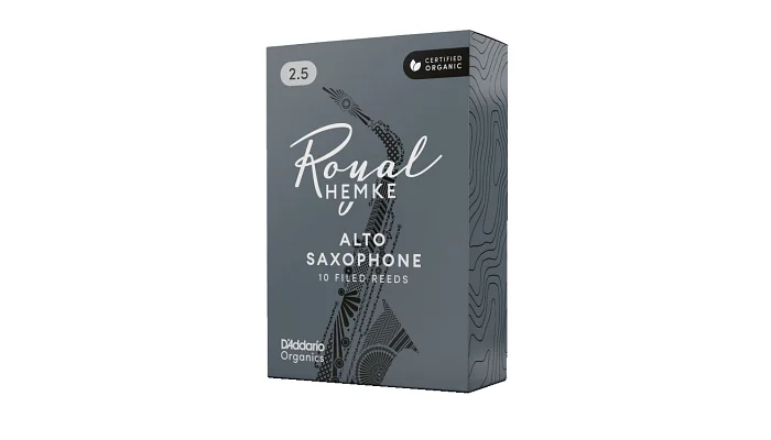 Тростини для альт-саксофона D'Addario Royal Hemke Organic Alto Sax 2.5 (упаковка з 10 штук), фото № 1