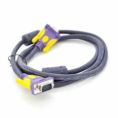 Кабель VGA 3+4 Merlion з екрануванням (тато-тато), 2 ферити, фіолетовий, 3 м