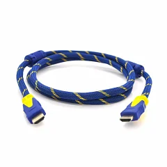 Кабель HDMI-HDMI Voltronic v1.4, OD-8.0mm, 2 фильтра, Blue/Yellow, 1.5 m