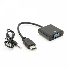 Конвертер HDMI (тато) на VGA (мама), чорний, 4K/2K, комплект + AUDIO Q300