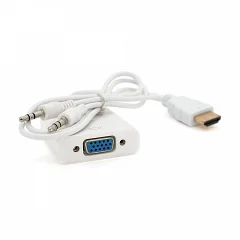 Конвертер HDMI (тато) на VGA (мама), білий, 4K/2K, комплект + AUDIO Q250