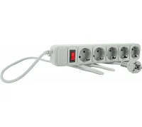 Мережевий подовжувач MERLION G5100, 220 В/10 А, 5 розеток, 10 м (сірий)