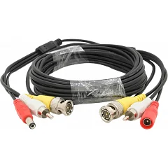 Комбінований патч-корд Voltronic: коаксіальний + живлення + аудіо, BNC + DC + AV, 5 м (чорний)