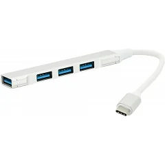 Хаб VEGGIEG V-K301 Type-С на USB 3.0/4 порта, 480Mbts, питание от USB, 0.15m, Silver