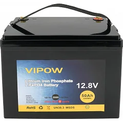 Акумуляторна батарея LiFePO4 Vipow 12,8 В/50 А·год із вбудованою платою BMS на 40 А