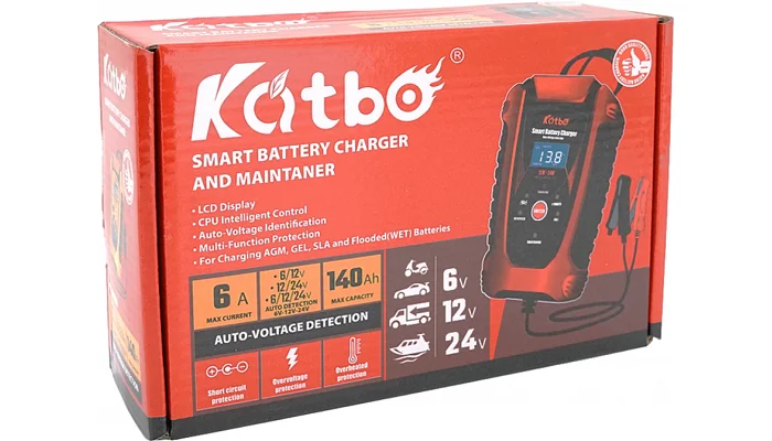 Автоматическое зарядное устройство для аккумулятора (AGM/GEL/Lead/MF) Voltronic Katbo KTB-BC1803 6V/12V/24V, 2-6A, фото № 3