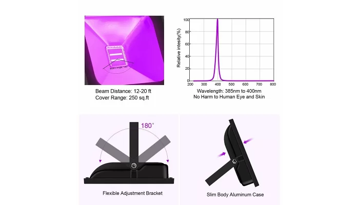 Светодиодный водонепроницаемый прожектор New Light LED Flood UV Light LF-20 20 Вт, фото № 5