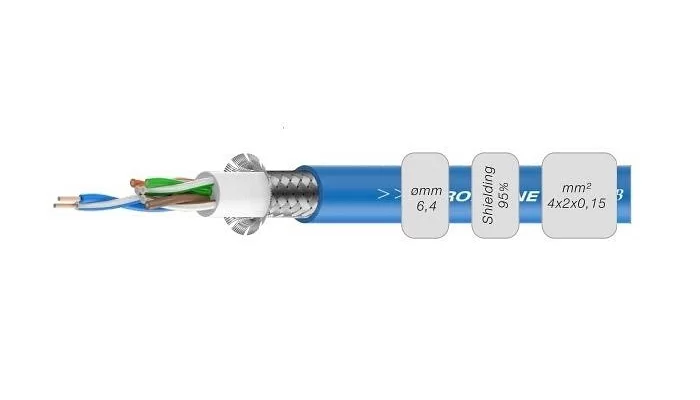 Гибкий кабель категории Roxtone CAT5FB,4x 2х0.15 кв. мм, вн. диаметр 6.4 мм, 100 м