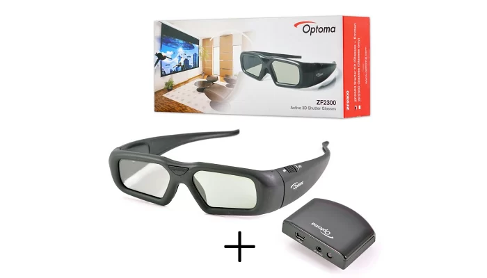 3D-окуляри Optoma ZF2300 3D glasses - starter kit (glasses, charging cable, emitter, 3D-sync cable), фото № 2