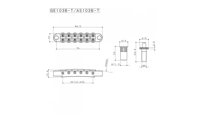 Бридж для електрогітари GOTOH AS103B-T C, фото № 2