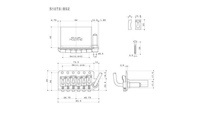 Тремоло для електрогітари GOTOH 510TS-BS2 (C), фото № 2