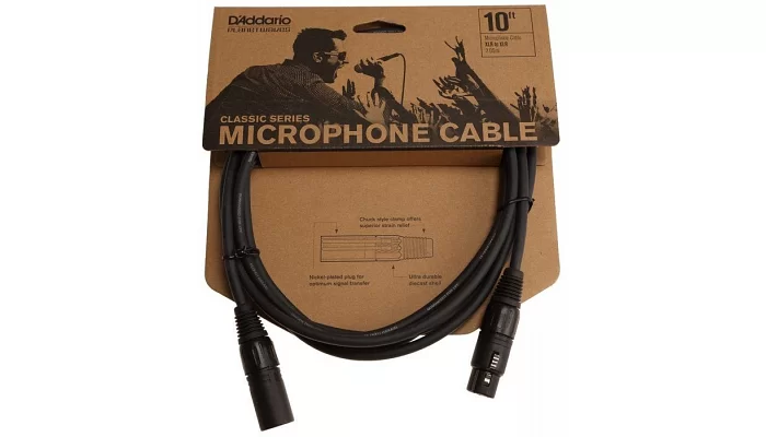 Межблочный кабель PLANET WAVES PW-CMIC-10 Classic Series Microphone Cable 10ft, фото № 1