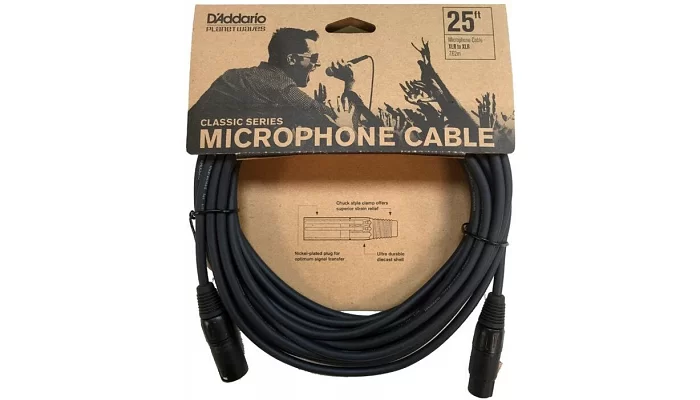 Межблочный кабель PLANET WAVES PW-CMIC-25 Classic Series Microphone Cable 25ft, фото № 1