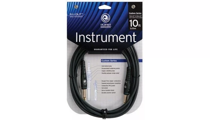 Инструментальный кабель PLANET WAVES PW-G-10 Custom Series Instrument Cable 10ft, фото № 1