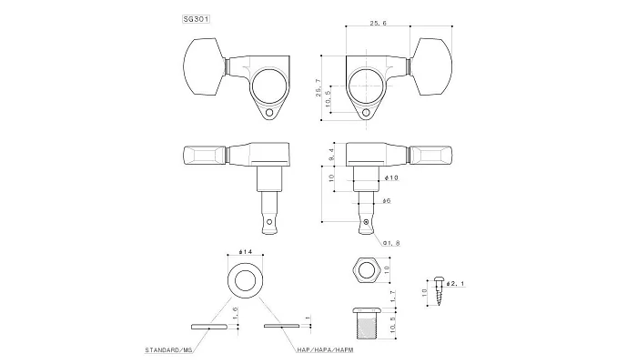 Колки для електрогітари GOTOH SG301-01 CK, фото № 2