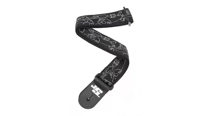 Ремінь для гітари PLANET WAVES PW50JS05 Joe Satriani Guitar Strap Silver Sketches, фото № 1