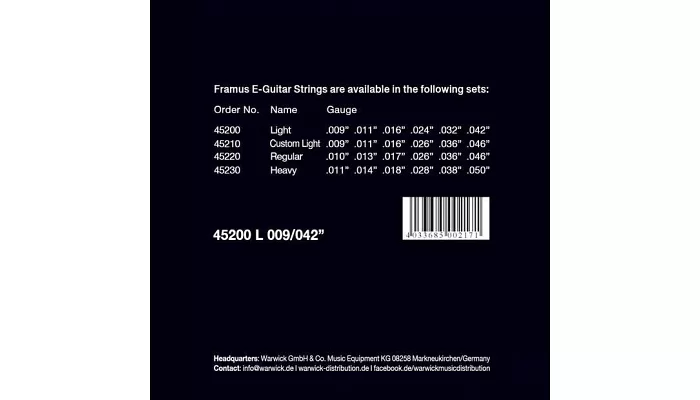 Струни для електрогітари FRAMUS 45200 BLUE LABEL LIGHT (09-42), фото № 2