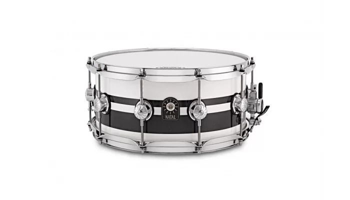 Малый барабан NATAL DRUMS CAFE RACER SNARE 14x6.5 PIANO WHITE BLACK SPARKLE DOUBLE SPLIT, фото № 4