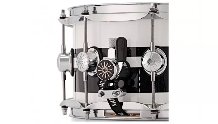 Малый барабан NATAL DRUMS CAFE RACER SNARE 14x6.5 PIANO WHITE BLACK SPARKLE DOUBLE SPLIT, фото № 5