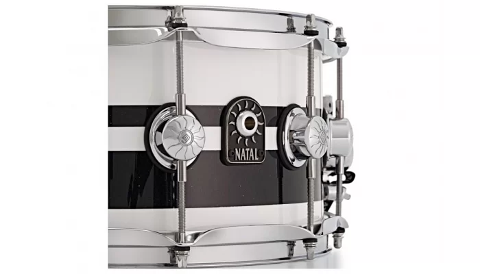 Малый барабан NATAL DRUMS CAFE RACER SNARE 14x6.5 PIANO WHITE BLACK SPARKLE DOUBLE SPLIT, фото № 6