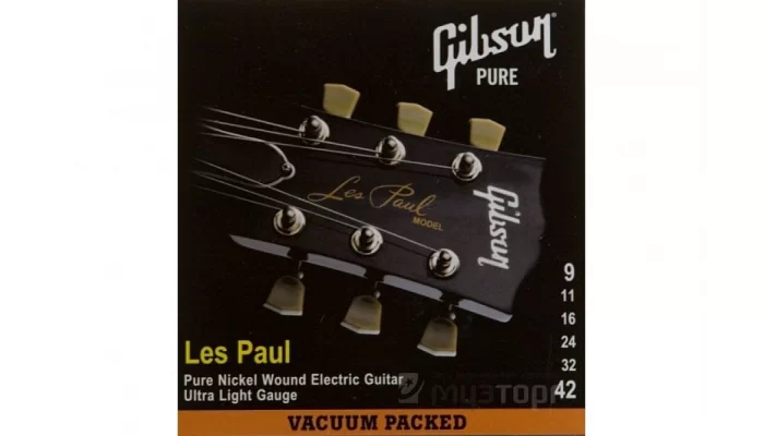 Струни для електрогітар GIBSON SEG-LP9 LES PAUL PURE NICKEL WOUND .009-.042