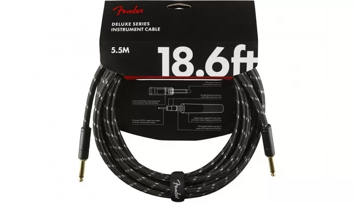 Инструментальный кабель FENDER CABLE DELUXE SERIES 18.6' BLACK TWEED, фото № 1