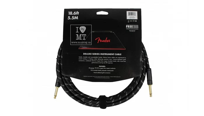 Инструментальный кабель FENDER CABLE DELUXE SERIES 18.6' BLACK TWEED, фото № 3
