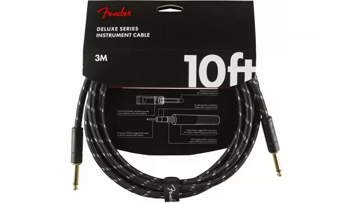 Інструментальний кабель FENDER CABLE DELUXE SERIES 10 'BLACK TWEED, фото № 1