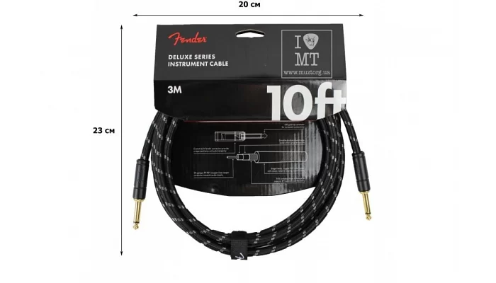 Інструментальний кабель FENDER CABLE DELUXE SERIES 10 'BLACK TWEED, фото № 2