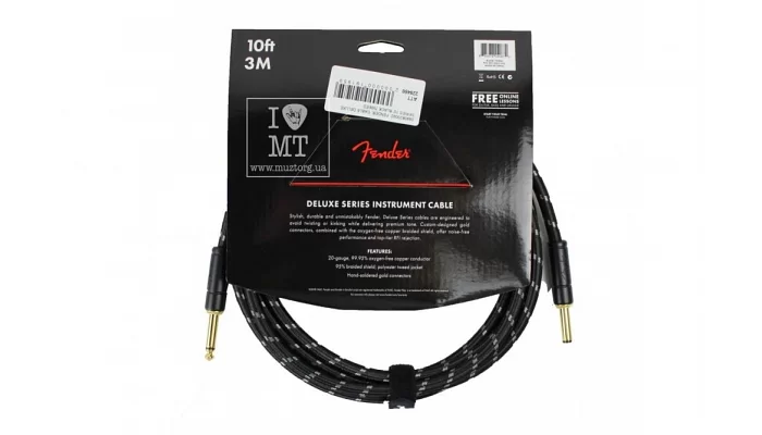 Інструментальний кабель FENDER CABLE DELUXE SERIES 10 'BLACK TWEED, фото № 3