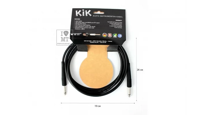 Инструментальный кабель KLOTZ KIK INSTRUMENT CABLE BLACK 3 M, фото № 2
