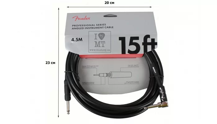 Інструментальний кабель FENDER CABLE PROFESSIONAL SERIES ANGLED 15 'BLACK, фото № 2