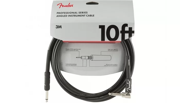 Инструментальный кабель FENDER CABLE PROFESSIONAL SERIES 10' ANGLED BLACK, фото № 1