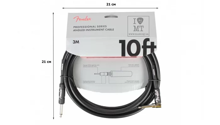 Инструментальный кабель FENDER CABLE PROFESSIONAL SERIES 10' ANGLED BLACK, фото № 2