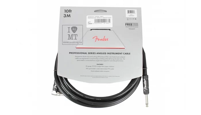 Инструментальный кабель FENDER CABLE PROFESSIONAL SERIES 10' ANGLED BLACK, фото № 3