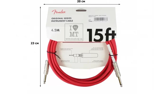 Инструментальный кабель FENDER CABLE ORIGINAL SERIES 15' FRD, фото № 4