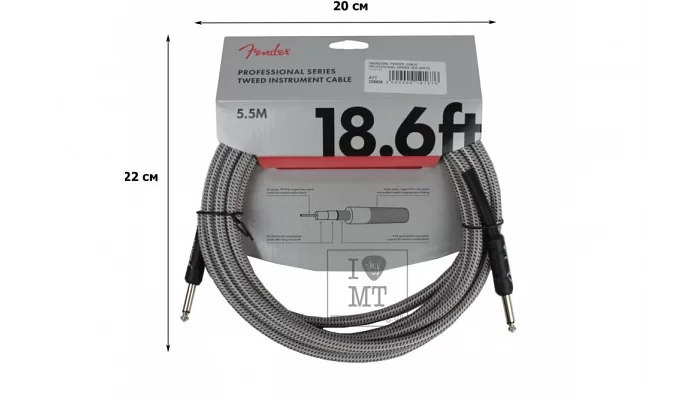 Інструментальний кабель FENDER CABLE PROFESSIONAL SERIES 18.6 'WHITE TWEED, фото № 2