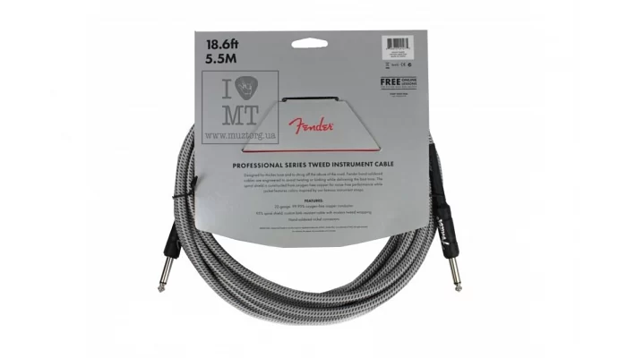 Інструментальний кабель FENDER CABLE PROFESSIONAL SERIES 18.6 'WHITE TWEED, фото № 3