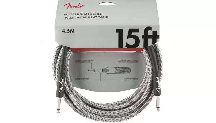 Инструментальный кабель FENDER CABLE PROFESSIONAL SERIES 15' WHITE TWEED, фото № 1