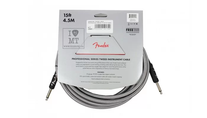 Инструментальный кабель FENDER CABLE PROFESSIONAL SERIES 15' WHITE TWEED, фото № 4