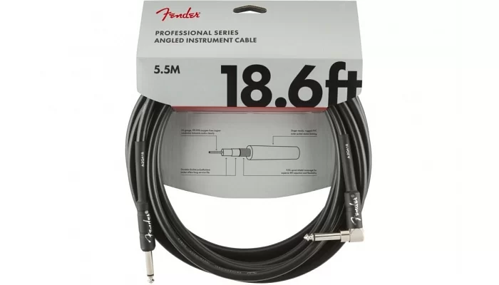 Инструментальный кабель FENDER CABLE PROFESSIONAL SERIES 18.6' ANGLED BLACK, фото № 1