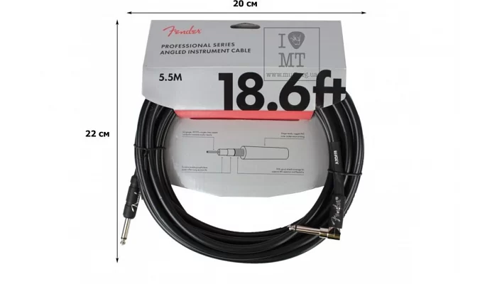Инструментальный кабель FENDER CABLE PROFESSIONAL SERIES 18.6' ANGLED BLACK, фото № 2