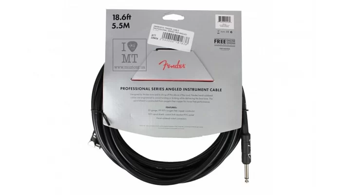 Инструментальный кабель FENDER CABLE PROFESSIONAL SERIES 18.6' ANGLED BLACK, фото № 5