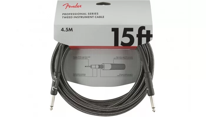 Инструментальный кабель FENDER CABLE PROFESSIONAL SERIES 15' GREY TWEED, фото № 2