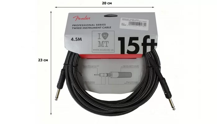 Инструментальный кабель FENDER CABLE PROFESSIONAL SERIES 15' GREY TWEED, фото № 3