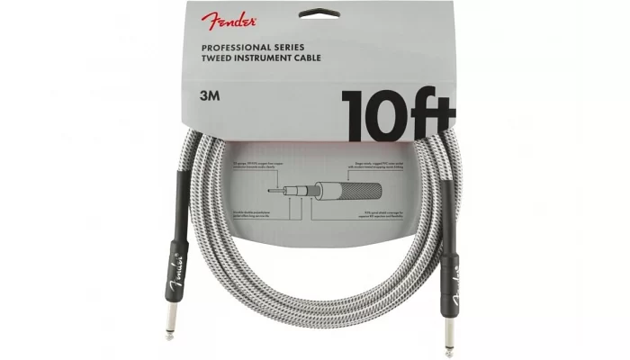 Инструментальный кабель FENDER CABLE PROFESSIONAL SERIES 10' WHITE TWEED, фото № 1