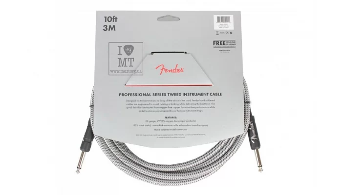 Инструментальный кабель FENDER CABLE PROFESSIONAL SERIES 10' WHITE TWEED, фото № 2