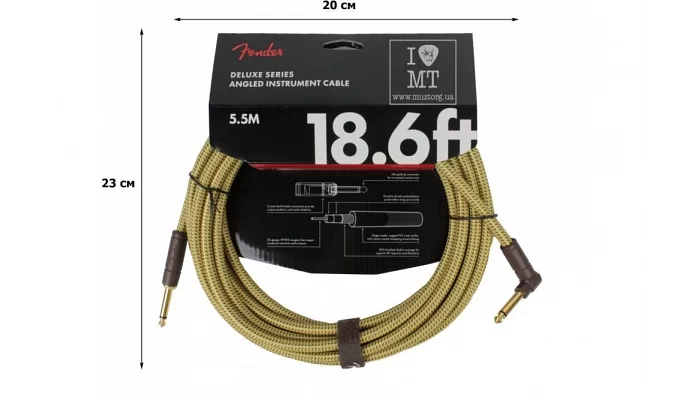 Инструментальный кабель FENDER CABLE DELUXE SERIES 18.6' ANGLED TWEED, фото № 1